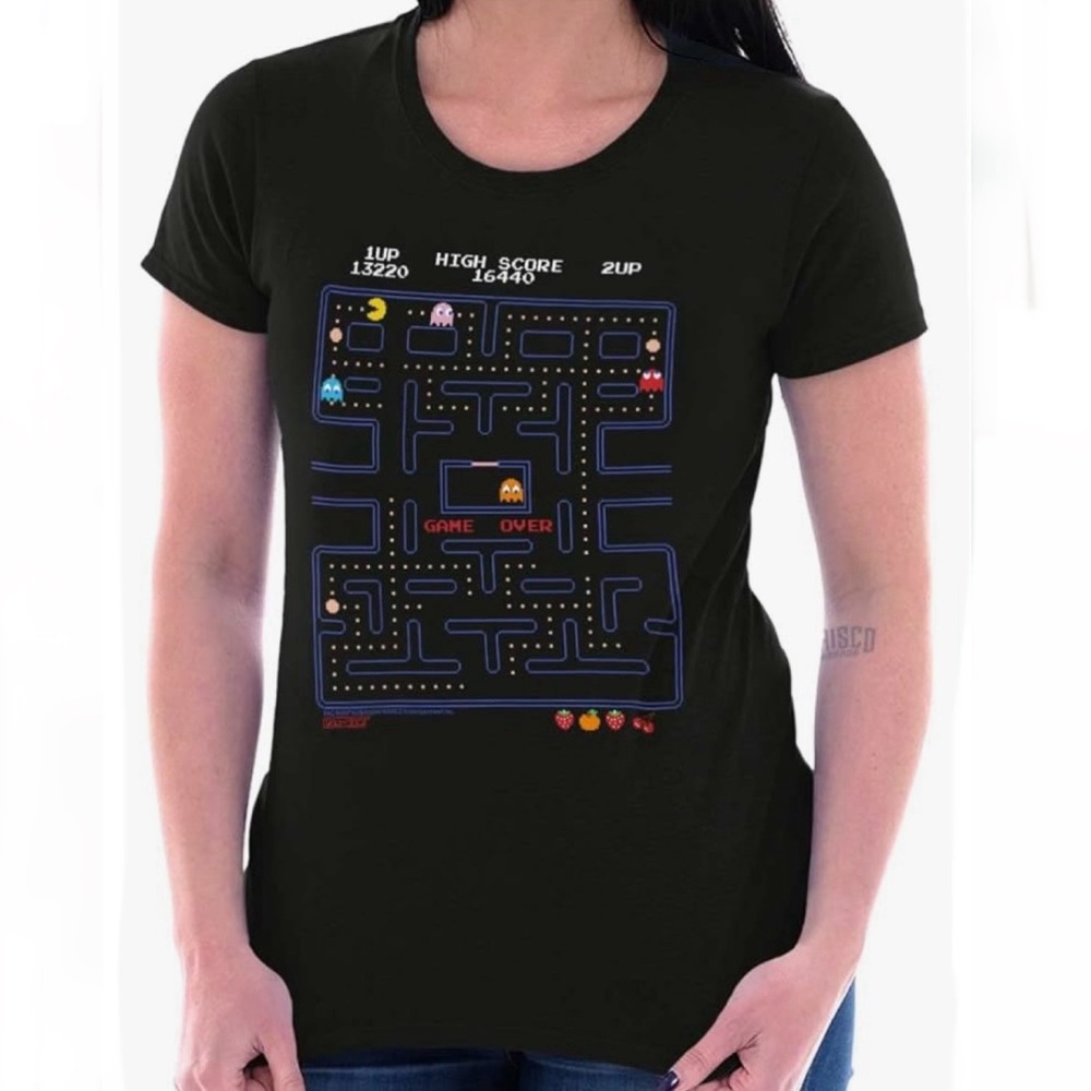 Black Pac-Man Graphic Gamer T-Shirt Women’s Size 3XL